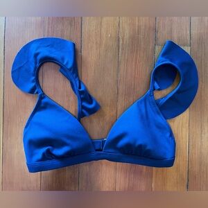 NWT Madewell Madewell Second Wave Ribbed Ruffle-Strap Bikini Top - Small - Blue